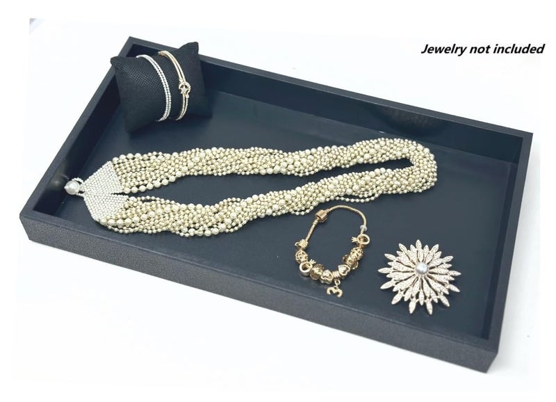 Regal Pak 3-Piece 2-Inch Deep Black Full Size Plastic Stackable Jewelry Tray 14 3/4" X 8 1/4" X 2"H - Image 3